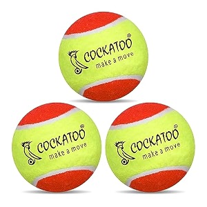 cockatoo rubber cricket tennis ball construction of tennis ball for cricket for optimal performancesuitable for all skill levels 90 gr per ball-pack of 3-yellow orange