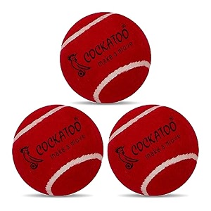 cockatoo rubber cricket tennis ball construction of tennis ball for cricket for optimal performancesuitable for all skill levels 90 gr per ball-pack of 3-red