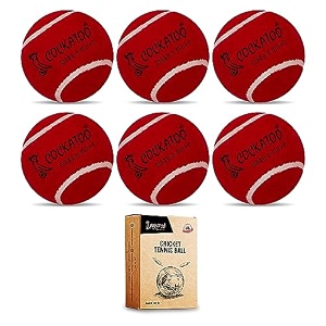 cockatoo rubber cricket tennis ball construction of tennis ball for cricket for optimal performancesuitable for all skill levels 90 gr per ball-pack of 6-red