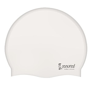 cockatoo sc01 rubber swimming cap for adults swimming cap for men amp women white