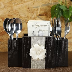 cocktail decorative wooden mdf spoon stand cutlery holder spoon holder for dining table multifunctional organizer stand for kitchen tableware storage box 3 sections brown resin flower