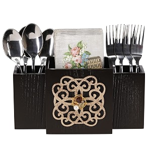 cocktail decorative wooden mdf spoon stand with 3 sections  cutlery holder for dining table and kitchen  multifunctional organizer stand  brownsq laser 222 x 83 x 121 cm