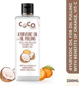 coco crush ayurvedic coconut oil for oil pulling cold-pressed  virgin  citrus flavour - coconut oil orange oil 200 ml