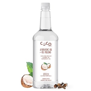coco crush ayurvedic coconut oil pulling blend with virgin coconut oil peppermint oil amp clove oil  cold-pressed amp virgin  oral care for fresh breath amp healthy gums teeth 500ml