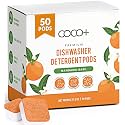 COCO+ Dishwasher Detergent Pods - Nano-Concentrated Enzymes Power with Rinse Aid & Hard Water Protection - Sparkling, Spotless Dishes - 50 Pods (Mandarin Basil)