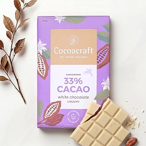 cocoacraft 33 white chocolate couverture 210g white chocolate baking bar  100 natural  handmade artisanal couverture chocolate from kerala  used for baking and decoration