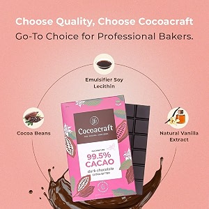 cocoacraft 995 bitter dark chocolate couverture 210g  extra dark baking chocolate bar for chocolate making cakes desserts amp toppings  natural couverture chocolate