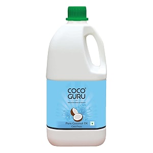 cocoguru cold pressed coconut oil - can 2 litres  edible coconut oil  for cooking deep frying hair skin baby massage amp oil pulling  pure amp unrefined natural double filtered  keto diet