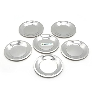 coconut glass lid set of 6  stainless steel ciba lids  small cup amp mug covers  tea cup lids  round steel coasters  kitchen lid set 8 cm