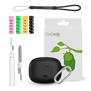 silicone case cover for boatt nirvana ion anc  pro with cleaner kit lanyard amp 4 pcs cable protectors black