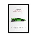 Wooden Lamborghini Aventador SVJ Wall Poster Frame 8×12 (A4 Size) Premium Hanging Art Frame|Luxury Car Wall Décor for Home, Bedroom &amp; Living Room|Rectangular
