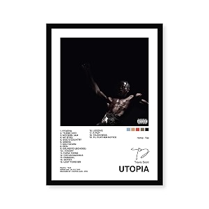 travis scott utopia wall poster  8x12 inch a4 framed music artwork hanging wall decor for bedroom living room amp home album art for fans