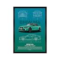 wood BMW M4 Competition Aesthetic Wall Poster Frames|8x12 inch (A4 Size)|Hanging Wall Artwork Frames For Home Bedroom, Living Room and Walls Aesthetics|Framed Artworks
