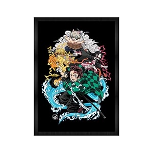 engineered wood demon slayer wall poster framesaesthetic a4 poster frames for home living room bedroom and officewall frames artworkshanging theme posters
