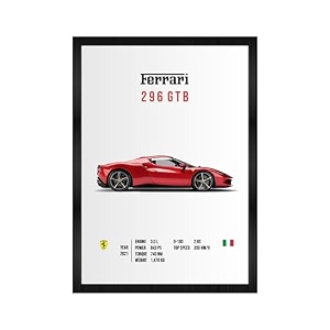 sports car 296 gtb wall poster frames  aesthetic a4 framed wall art for home living room bedroom amp office  racing car theme hanging posters  decorative artwork frames
