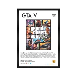 gta v inspired wall poster frames  8x12 inch a4 wooden framed artwork  gaming wall art for bedroom living room amp home dcor  ready-to-hang wooden frames