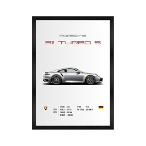 codersparadise - porche 911 turbo s wall poster frame  aesthetic a4 car poster frame for home living room bedroom office amp gaming room decor  hanging sports car wall art