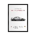 CodersParadise - Porche 911 Turbo S Wall Poster Frame | Aesthetic A4 Car Poster Frame for Home, Living Room, Bedroom, Office &amp; Gaming Room Decor | Hanging Sports Car Wall Art