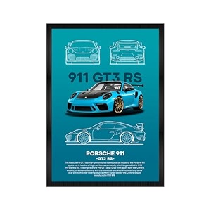 codersparadise wood porsche gt3rs aesthetic wall poster frames8x12 inch a4 sizehanging wall artwork frames for home bedroomliving room and walls aestheticsframed artworksrectangular