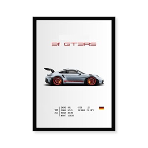 porsche gt3rs wall poster frames  8x12 inch a4 size  hanging wall artwork frames for home bedroom living room and walls aesthetic-paper