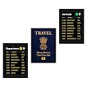 Travel Boarding Schedule and Passport Poster Frames - Pack Of 3 | 8 x 12cm (A4 Size) | Aesthetic Artwork Framed Posters | Framed Posters For Living Room, Bedroom, Home And Office