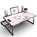 BrandFlex MDF Wood CODEXIAL Technologies Private Limited Mini Laptop Table for Bed, Study Table with Drawer, Tablet/Mobile Holder for Kids &amp; Adults (Black-COTTED-UICORNN), 59 cm, 8 cm