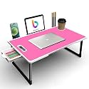CODEXIAL Technologies Private Limited Mini Laptop Table for Bed, Study Table with Drawer, Tablet/Mobile Holder for Kids &amp; Adults (White-COTTED-Pink)