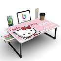 BrandFlex Mini Laptop Table for Bed, Study Table with Drawer, Tablet/Mobile Holder for Kids &amp; Adults (White-COTTED-Hello-Kitty)