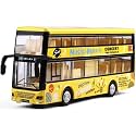Coelon Bus Toys for Kids Long Double Decker Diecast Metal Bus Alloy London Bus Light &amp; Music Open Door Collection Bus Toys for Boy Kids