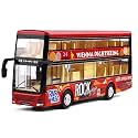 Bus Toys For Kids Long Double Decker Diecast Metal Bus Alloy London Bus Light &amp; Music Open Door Collection Bus Toys For Boy Kids, Multicolor