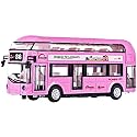 Diecast Metal Alloy London Bus Double Decker Bus Light &amp; Music Open Door Collection Buses Toys for Boy Kids