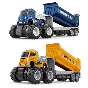 set of 2 dumper construction truck toys diecast alloy truck toys with friction powered miniature toy for kids boys and girls best gift