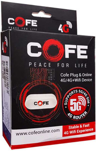 cofe cf-4g707wf sim based 5g wifi support all sim supports all dvr cctvs speed amn 4g router 24 ghz 450 mbps wifi speed single band internal antenna mifi sim based white