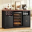 Coffee Bar Cabinet with Fridge Space, 53"Wine Cabinets with Storage Drawer