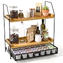 2-Tier Wooden Shelf Coffee Bar Station Organizer for Countertop