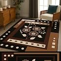 Coffee Brown Floral Multi Design 6x8 Feet