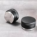 Coffee cloth grinder, stainless steel powder press, Italian coffee machine, flat bottomed three pulp powder hammer, 51/53/58mm universal (Black Three Leaves (Light) 53mm)