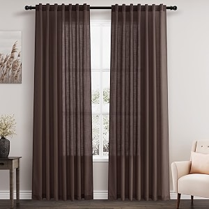 Coffee Linen Blend Drapes 84 Inch Length
