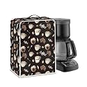 Coffee Maker Cover – Dust Protection Stain Resistant Washable Appliance Cover Kitchen Decoration Gifts For Coffee Lovers Chocolate and Cake Black