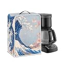 Coffee Maker Cover For Kitchen With Top Handle Waterproof Dust Appliance Cover Suitable For Most Coffee Machine Models The Great Wave off Kanagawa