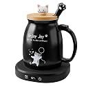 Cat Mug Coffee Mug Warmer Set for Desk Electric Heated Tea Cup Candle Plate