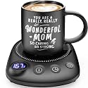 Coffee Mug Warmer - Fastest Heating &amp; Highest Temperature, Coffee Cup Warmer for Desk Auto Shut Off, 4 Temp Settings &amp; 1-12H Timer, Smart Electric Beverage Warmer for Coffee (Glossy Black)