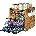 YATINEY Coffee Pod Drawer Holder, Compatible with Nespresso Vertuo Pods, Coffee Pod Organizer for Countertop, 144 Pods Large Capacity, for Home Kitchen, Cafe, Space Saving, Rustic Brown KH16BR