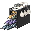 YATINEY Coffee Pod Drawer Holder, 72 Pods Large Capacity, Compatible with Nespresso Vertuo Pods, Coffee Pod Organizer for Countertop, Space Saving, Black KH06BB