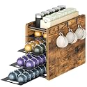 YATINEY Coffee Pod Drawer Holder, 72 Pods Large Capacity, Compatible with Nespresso Vertuo Pods, Coffee Pod Organizer for Countertop, Space Saving, Rustic Brown KH06BR