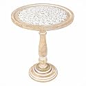 Coffee Table for Livingroom,Side End Table with Single Pillar,Small Table,Night Stand,Bedside Table,Living Room Coffee Table for Magazines, Books &amp; Plants - 18"x22" - White Wash