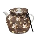 Coffee Tea Pattern Tea Cozy for Teapot Insulation and Keep Warm, Stain Resistant Kettle Cover Home Kitchen Decor
