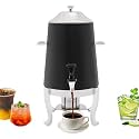 Coffee Urn with Fuel Holder, 3.5 Gallon/13L Stainless Steel Beverage Dispensers for Coffee Tea Hot Water, Hot Drink Dispenser with Stand, Chafer Urn with Spigot for Parties Catering (Red)