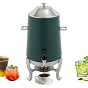 Coffee Urn with Fuel Holder, 3.5 Gallon/13L Stainless Steel Beverage Dispensers for Coffee Tea Hot Water, Hot Drink Dispenser with Stand, Chafer Urn with Spigot for Parties Catering (Red)