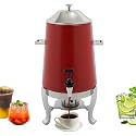 Coffee Urn with Fuel Holder, 3.5 Gallon/13L Stainless Steel Beverage Dispensers for Coffee Tea Hot Water, Hot Drink Dispenser with Stand, Chafer Urn with Spigot for Parties Catering (Red)